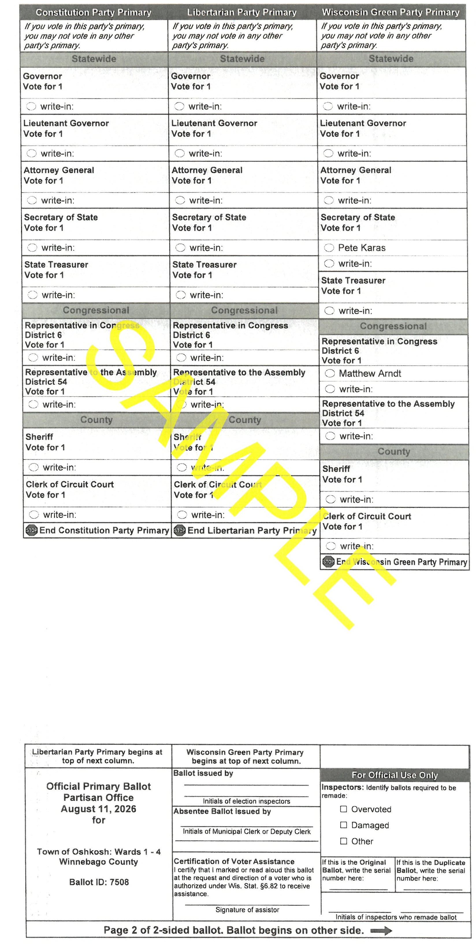 Page 2 Sample Ballot